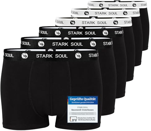 STARK SOUL Herren Boxershorts, Hipster im 6er Pack, Baumwoll-Unterhosen für Männer in Größe M-XXL