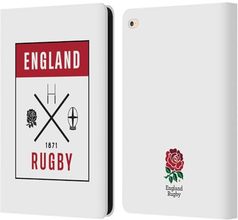 Head Case Designs sous Licence Officielle England Rugby Union Icônes Rose Rouge Étui Portefeuille en Cuir Compatible avec Apple iPad Air 2 (2014)