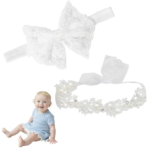 BAUCH Diademas Bebe 2 Piezas Diademas Flecas Blancas para Niños (Decoración Niña, para Cotidiano y Fiestas)