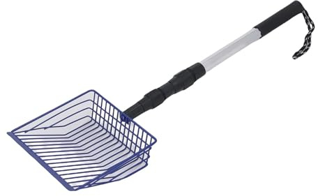 Riuulity Lange Hand-Hühnerstallschaufel, Metall-Teleskop, Leicht zu Reinigen für Hühnerstall-Katze (Blue)