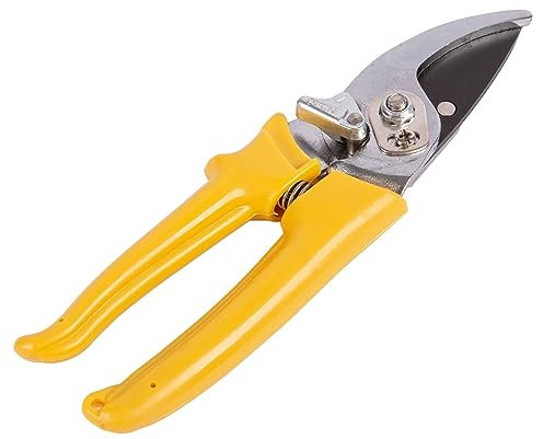 Green Blade 1x Yellow Carbon Steel Bypass Secateurs - Garden Gardening Plant Pruning Hand Cutter Clippers Scissors Shears Snips Tools