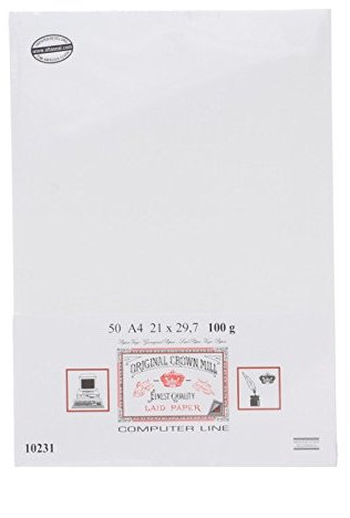 Crown Mill A4 Papier Weiss 50 Blatt Verge-gerippt mit Wasserzeichen