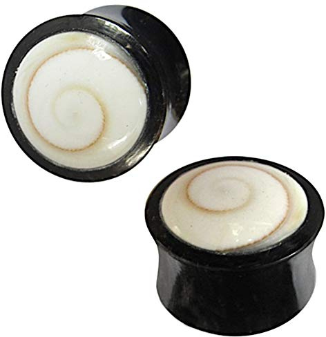 Chic-Net Tribal Horn Plug Shiva Auge Shivaauge Organic Plugs Piercing Ohrstecker Unisex schwarz Tunnel Expander