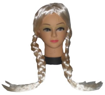 Lange blonde Perücke mit Zöpfen - Heidi
