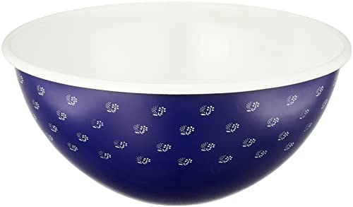 Riess, 0464-074, Obst- und Salatschüssel 22, COUNTRY - DIRNDL, Durchmesser 22 cm, Höhe 10.5 cm, Inhalt 2.50 Liter, Emaille, dirndlblau, blau/weiß, Induktion