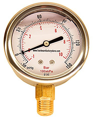 HFS (R) -30 to 150HG ; 2 Dimeter Oil Filled Vacuum Air Pressure Gauge (Semi-Steel)