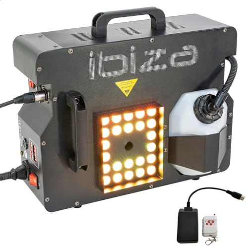 Ibiza - ERUPTION-1500 - Macchina della nebbia 1500W con LED RGB - Proiezione orizzontale o verticale - Telecomando - Controllo DMX - Festa, spettacolo, concerto, evento