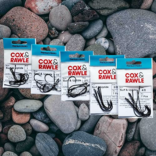 Cox & Rawle Classic Surf & Uptide Hooks - Perfect Weight and Shape for Fishing Hooks for Surf and Boat Fishing - Chemically Sharpened, Forged Bend - Size 6/0