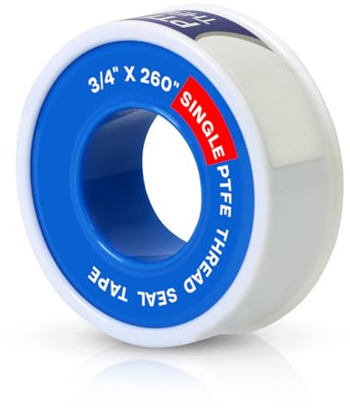 SUPPLYGIANT Plumbers PTFE Tape 3/4 W x 260 L Pipe Thread Tape, High Density Thread Sealant Tape Water Seal Plumbing Tape for Shower Head, Pipes, Gas Lines, Leak Prevention