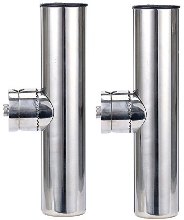 NUZAMAS 2 x Edelstahl-Angelrutenhalter, Klemmschienen, Montage 22 mm bis 26 mm, für Boote