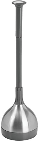 mDesign Stylish Plunger - Toilet Unblocker for Clearing a Blocked Toilet - A Modern Design Toilet Plunger Made of Plastic and Rubber - Black/Silver