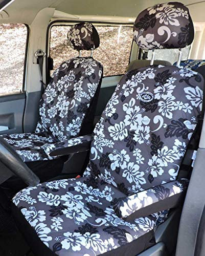 Hang Loose Aloha Hawaii Autositzbezüge - Fahrer- & Beifahrerbezuege, inkl. 2 Stück Kopfstützen- und 4 Stück Armlehnenbezüge - Passend für Fast alle Autositze auch z.B. VW T3, T4, T5, T6