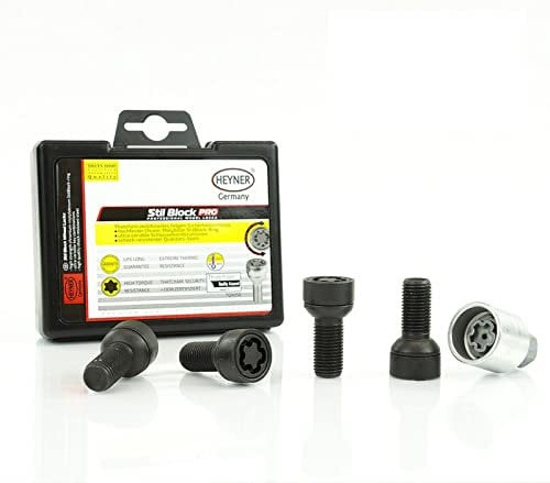 Fits VW Golf (5bolts) Models Heyner Germany Stil Block PRO Locking Wheel Nuts M14x1.5 Set 4 Locks Thatcham Quality Assured Bolts 085/5-B