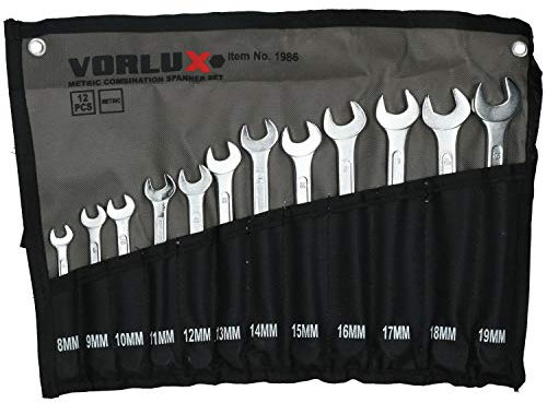 AB Tools Metric Combination Spanner Set Wrench Ring Open Ended 8mm – 19mm 12pc