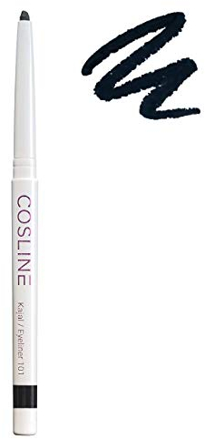 COSLINE Kajal und Eyeliner 101 Schwarz, Wasserfester Kajal, Verschmiert nicht, Schwarzer Augenstift & Lidstrich, Weiches Auftragen, Starke Pigmentierung, Vegan, Made in Germany