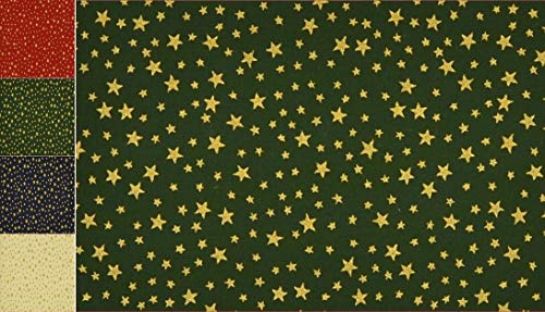 StoffBook grün Weihnachtsstoff Baumwolle bedruckt mit Sternen, Dekostoff zum Nähen, Basteln & Dekorieren, ideal für Weihnachten, Stoff Kleben und kreative Projekte, e020