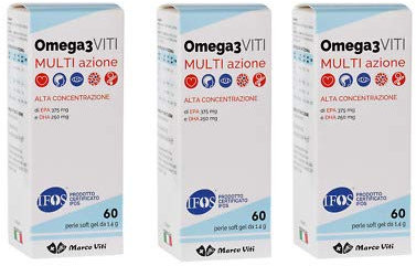 3 x Massigen Omega 3 Multiazione CON EPA e DHA 60 PERLE DA 1,4 g MARCO VITI TRIPLA AZIONE FUNZIONI CARDIACHE, VISIVE, CEREBRALI