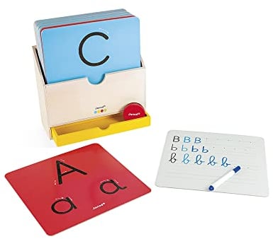 Janod - Essentiel - Schreiben lernen - Lernspiel aus Holz Babys und Kleinkinder - Buchstaben und Lesen lernen- Farbe auf Wasserbasis - Ab 3 Jahren, J05074