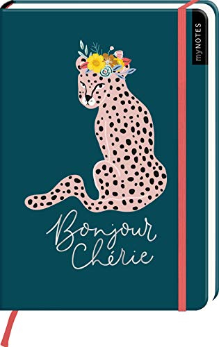 myNOTES Notizbuch A5: Bonjour Chérie: Notebook medium, gepunktet | Im Dschungel-Look: Ideal als Bullet Journal oder Tagebuch