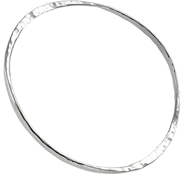 Treasure Bay 3 mm Damen-Armreif, 925er-Sterlingsilber, gehämmert, Innengröße 6,5 cm, 6 5cm, Silber