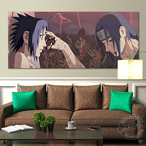 wydlb Anime Poster Naruto Sasuke VS Itachi HD Leinwand Kunst Wandbild Home Decor Sofa Hintergrund Wall Decor Geburtstagsgeschenke 40cm x 95cm No Frame