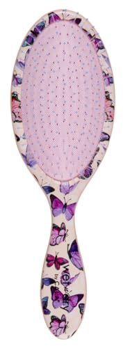 CALA Wet-N-Dry Detangling Hair Brush, Butterfly Print, Soft Flexible Bristles for All Hair Types, Adds Shine, Smooths Frizz, Gently Massages Scalp, Easy-Grip Polymer Handle