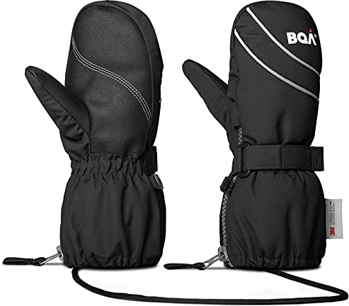BQA Gants de Ski Enfant, Moufles de Ski Fille Garçon Chaud Étanches