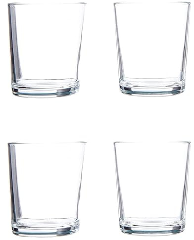 Acan Tradineur - Set de 4 vasos de cristal 295 ml, modelo París, juego de vasos clásicos para agua, bebidas, 8 x 9 cm, resistentes, ligeros, aptos para lavavajillas