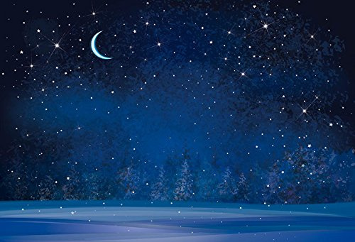 Renaiss 1.5x1m Sternennacht Hintergrund Himmel Mond Schneefall Fotografie Kulissen Verschwommen Wald Nacht Bäume Hintergrund Frohe Weihnachten Frohes Neues Jahr Party Dekoration Studio Requisiten