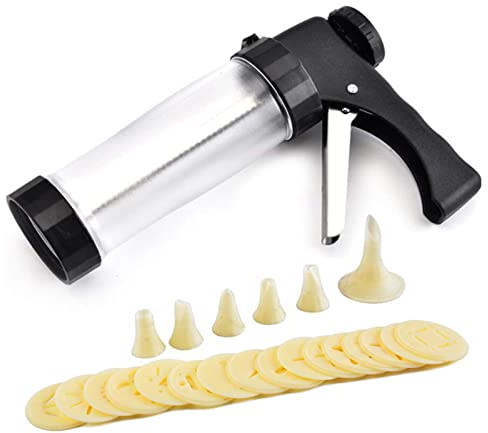 LTLWSH Biscuit Making and Icing Set for Cake Decorations, Cookie Press Pump, Biscuits Machine Biscuit Maker with Discs and Nozzles Cake Decorating Set For Beginner and Professional Use,Black
