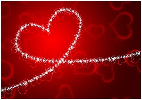 Wallario Vliestapete Fototapete Leuchtendes Herz aus Sternen vor rotem Hintergrund - Wandtapete Größe: 200 x 140 cm