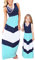 Yming Mutter und Tochter Ärmellos Freizeitkleider Boho Gestreiftes Kleid Rundhals Kleid Blau 4-5 Jahre