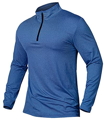CARWORNIC Men's Sports tops 1/4 Zip Long Sleeve Gym Running T-Shirts Quick-Dry Golf Tops Outdoor Fishing Hiking Polo Shirts Lightweight Pullover Tops Breathable Spring Workout Athletic Shirts