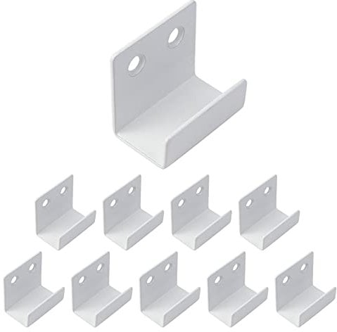 Coshar 10 Pcs Stainless Steel Hanger Bracket for Ceramic Tile Billboard Wall Tile Display, Heavy Duty Flat J Clamp Hook Hanger, Wall Mounted Clip Bracket Hook Fastener - White (Inner Length 21mm)