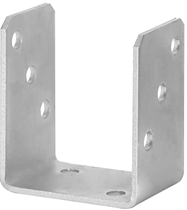 ADGO Base de la barra, pie de mástil, atornillable, en forma de U, soporte de poste, anclaje atornillado, anclaje de fijación al suelo, anclaje de fijación al mástil, acero galvanizado, plata (90 mm)