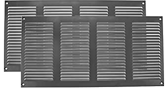 Vent Systems 40 x 20 cm - Confezione da 2 coperture per prese d'aria - Grigio - Griglia di ritorno dell'aria in metallo con schermo di protezione dai parassiti integrato