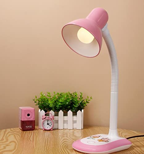 SXYSXYSXY Schreibtischlampe Kinder Tischlampe Augenfreundliche Retro Leselampe für E27 LED Glühbirne Verstellbare mit Schalter Nachttischlampe für Kinder Arbeitszimmer Schlafzimmer,Rosa