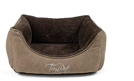 TrendPet VitaBed Style - Orthopädisches Hundebett, außen Kunstleder innen flauschig (60x50cm, Braun)