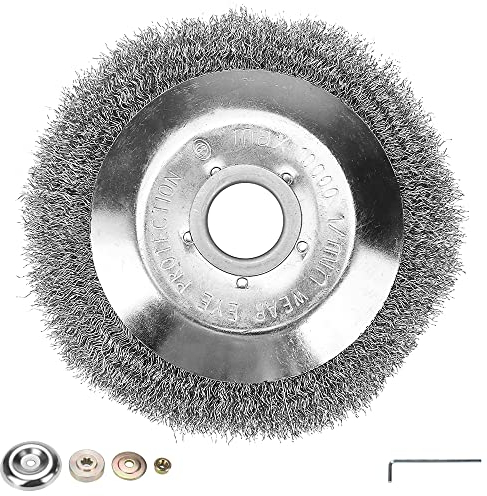 SI FANG Cepillo de alambre de acero prensado grueso, cabezal de corte de césped para eliminación de óxido, musgo, malas hierbas, cabezal de alambre irrompible con kit adaptador para recortadoras de