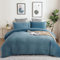 Freyamy Samt Biber Warme Bettwäsche 135x200cm Blau Flauschige Flanell Winterbettwäsche Coral Fleece Cashmere Touch Wendebettwäsche Plüsch Deckenbezug mit Reißverschluss und 1 Kissenbezug 80x80cm
