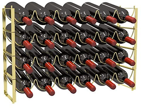 TONLEA Étagère à vin à 4 niveaux, 3 en 1 pour 36 bouteilles de vin, empilable, pour armoire et garde-manger (doré, version 3.0)