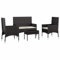 vidaXL Garten Lounge Set 4-TLG., Gartenmöbel Set mit Kissen, Sitzgruppe für Garten Terrasse, Loungemöbel Bank Stuhl Tisch, Schwarz Poly Rattan