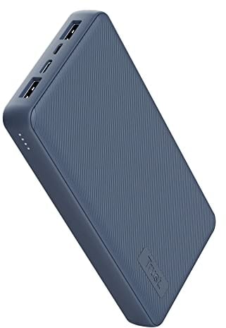 Trust Mobile Primo Powerbank Schnellladefunktion 20000 mAh, Nachhaltig, USB C Externer Akku, Tragbares Ladegerät 3A, Power Bank Handy, Smartphone, iPhone, iPad, Samsung, Xiaomi, Huawei - Blau