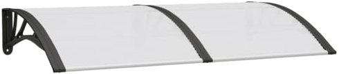 vidaXL Marquesina de Puerta, Toldo para Porche Ventana, Refugio de Lluvia Nieve, Marquesina Exterior, Policarbonato Negro y Transparente 150x75 cm