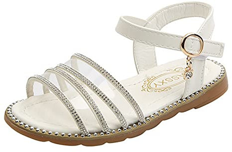 MNSWR Ballerines Fille Chaussures De Princesse Mary,Fille Chaussures De Princesse Nu Pied Fille Strass Chaussures Fleurs Embauchoir Chaussures Fille Chausson Fille Sabots Enfant Mules Garçon 30