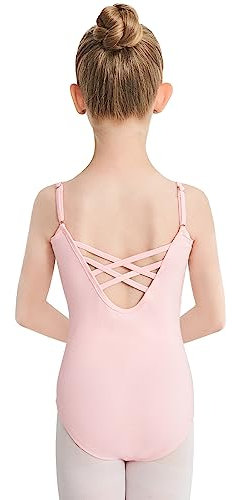 DGSHIRLDJO Ballettanzug Mädchen Ballett Trikot Kinder, Gymnastikanzug mit verstellbaren Trägern Nahtlose Ballettanzug Tanzen für Kleinkinder Erwachsene (Rosa, 120)