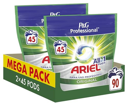 Ariel Professional All in One Waschmittelkapseln, 90 Waschgänge, (2 x 45 Kapseln), regelmäßig, Fleckenentfernung und unglaubliche Reinigung