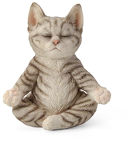 HICIVI Katzenstatue in Yoga-Pose – lustige Figur für Heimdekoration, Arbeitszimmer, Schlafzimmer, Wohnzimmer, Büro, Garten (17,8 cm hoch) Katzengeschenk