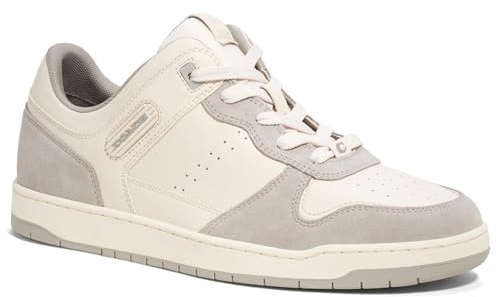 Coach Herren C201 Sneaker aus gemischtem Material, Kreide/Taubengrau, 45.5 EU