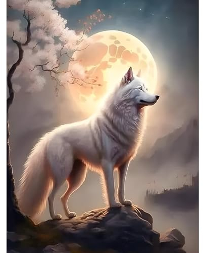 MOGTAA Diamond Painting Wolf Set, 5D Wölfe Diamant Painting Bilder für Erwachsene Anfänger, DIY Diamond Art Tiere Diamant Malerei Bilder für Home Wand Dekor 30x40cm